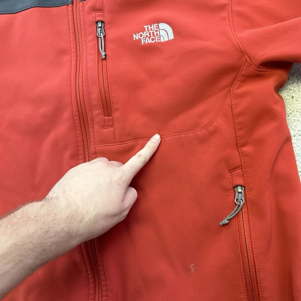 The North Face Mens Apex Bionic Softshell Jacket Red Fleece Lined Large